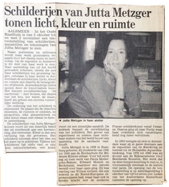 recensie van expositie Jutta Metzger, Oude Raadhuis, Aalsmeer, 1991